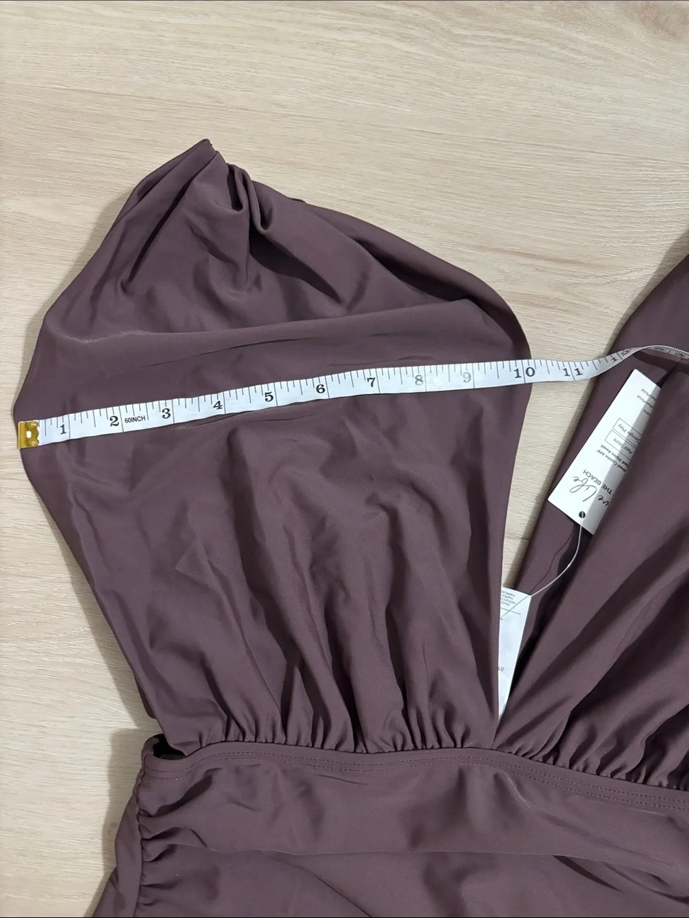 Cupshe chocolate Brown Deep-V One-Piece Swimsuit medium beach pool extra cover